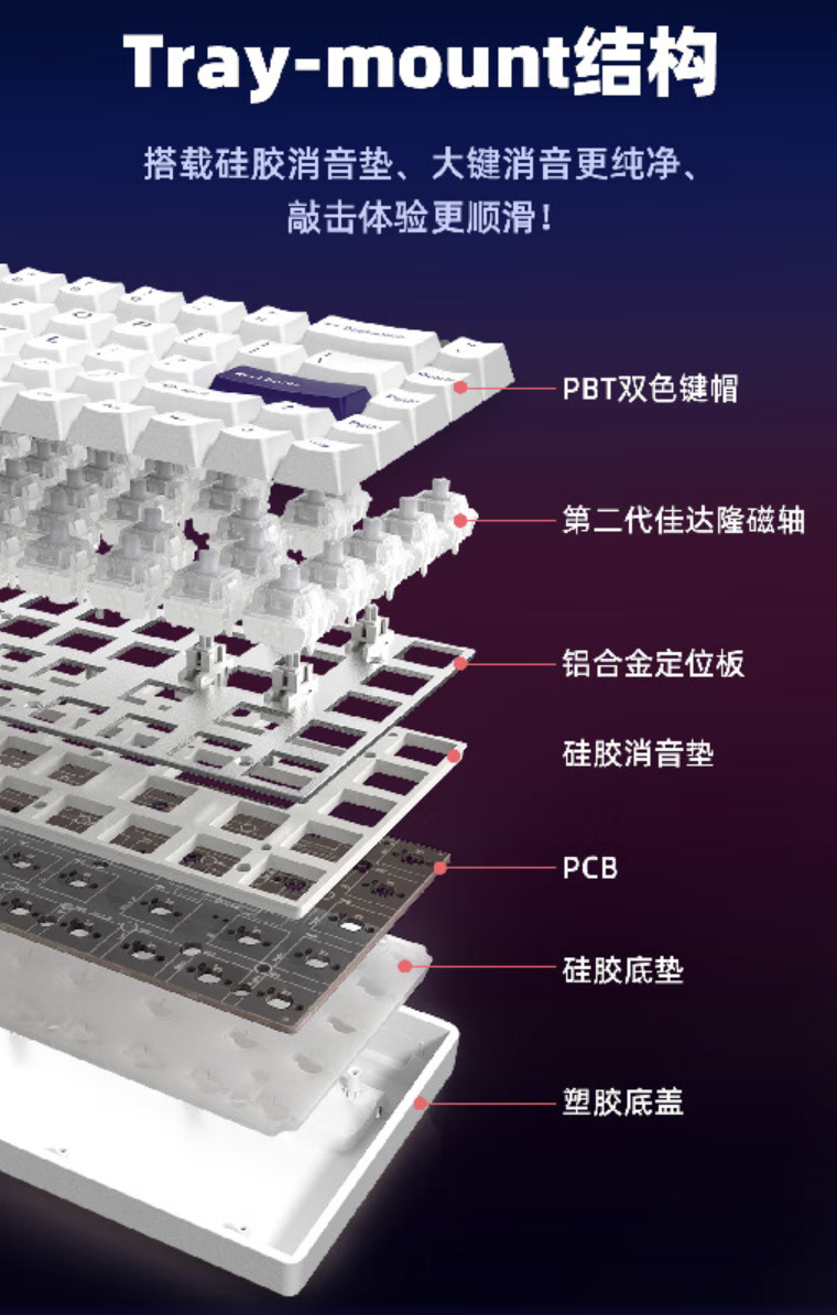 珂芝 G68SE 磁轴键盘开售：侧刻键帽、8KHz 回报率 / Tray-mount 结构，349 元