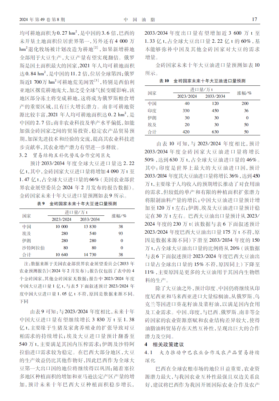 【专题论述】金砖国家油脂油料生产、贸易格局分析